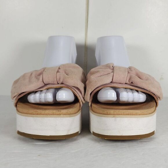 UGG Women's Joan US 10 Pink Suede Bow Open Toe Platform Slide Sandals - Picture 4 of 14